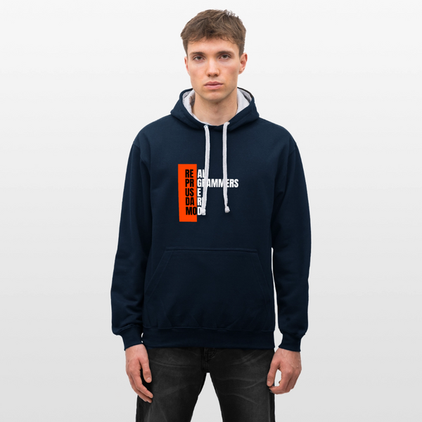 Real Programmers Use Dark Mode – Der Hoodie für wahre Code-Night-Owls! - Navy/Grau meliert
