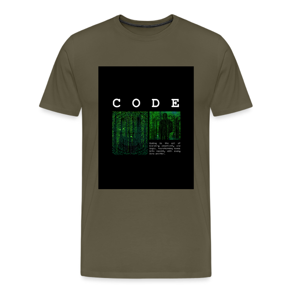 CODE – Matrix-inspiriertes Entwickler-T-Shirt mit Statement-Zitat - Khaki