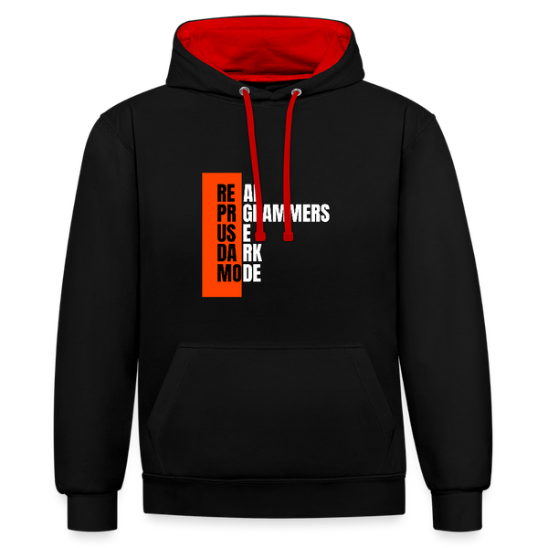 Real Programmers Use Dark Mode – Der Hoodie für wahre Code-Night-Owls! - Schwarz/Rot