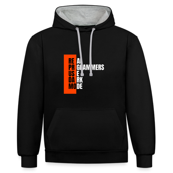 Real Programmers Use Dark Mode – Der Hoodie für wahre Code-Night-Owls! - Schwarz/Grau meliert