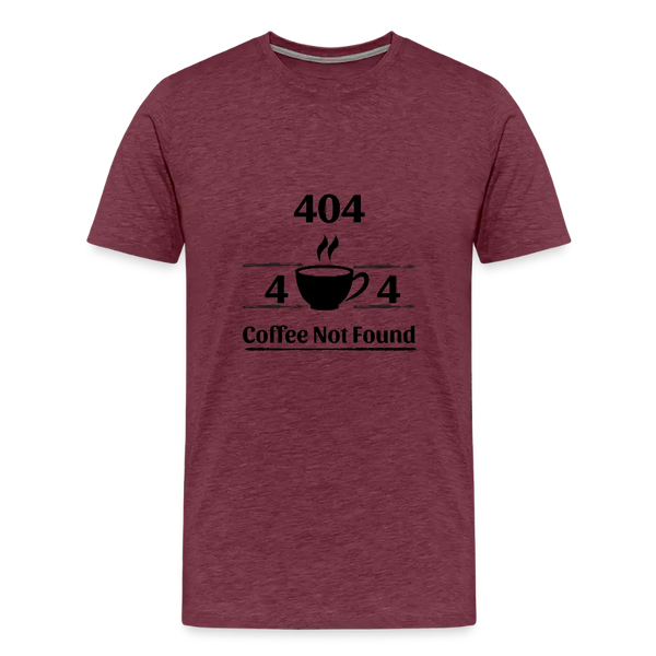 404 Coffee Not Found – Lustiges Herren T-Shirt für Developer mit Koffein-Error - Bordeauxrot meliert