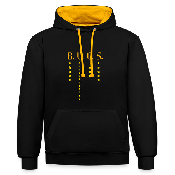 B.U.G.S. – Behave Unpredictably, Give Stress: Der Hoodie für echte Fehler-Fans! - Schwarz/Gold