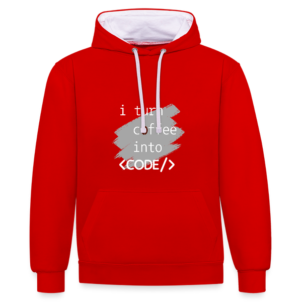 I Turn Coffee into Code – Der Hoodie für Entwickler mit Koffein im Blut! - Rot/Weiß