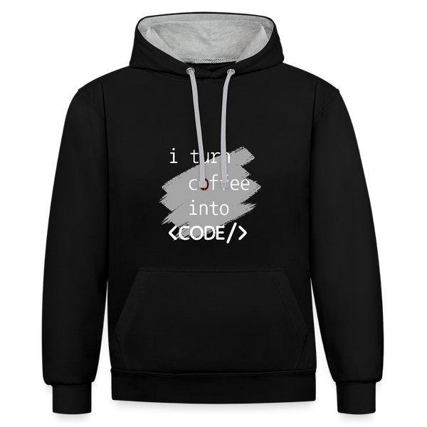 I Turn Coffee into Code – Der Hoodie für Entwickler mit Koffein im Blut! - Schwarz/Grau meliert