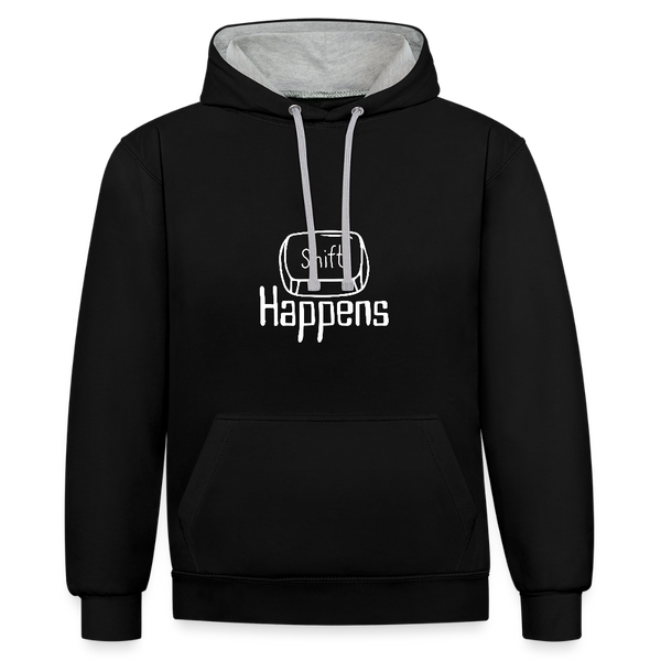 Shift Happens – Der Hoodie für Tastatur-Junkies mit Humor! - Schwarz/Grau meliert