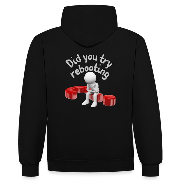 Kontrast-Hoodie - Schwarz/Grau meliert