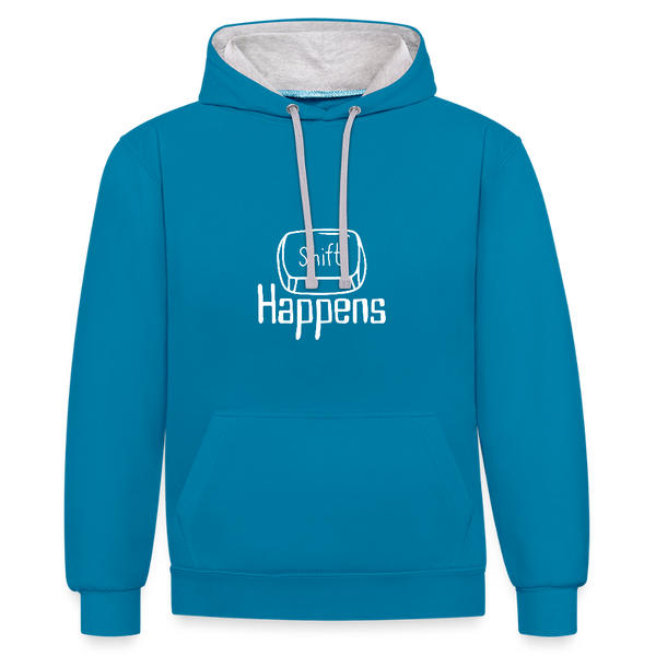 Shift Happens – Der Hoodie für Tastatur-Junkies mit Humor! - Pfauenblau/Grau meliert