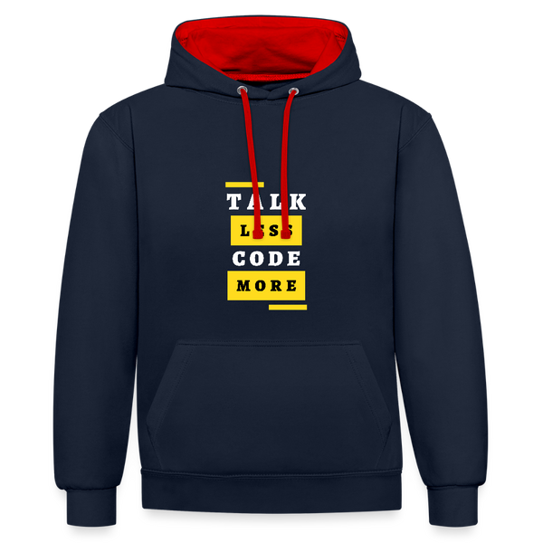 Talk Less, Code More – Der lässige IT-Hoodie für Programmierer mit Tatendrang! - Navy/Rot