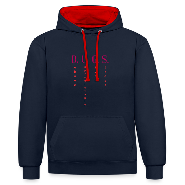 B.U.G.S. – Behave Unpredictably, Give Stress: Der Hoodie für echte Fehler-Fans! - Navy/Rot