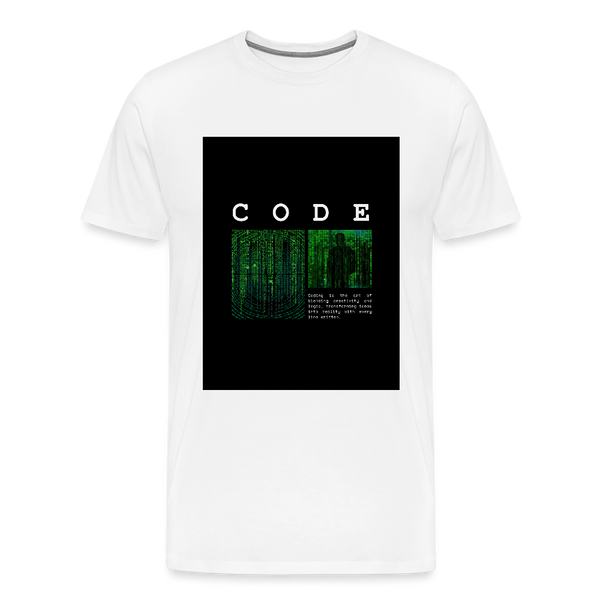 CODE – Matrix-inspiriertes Entwickler-T-Shirt mit Statement-Zitat - Weiß
