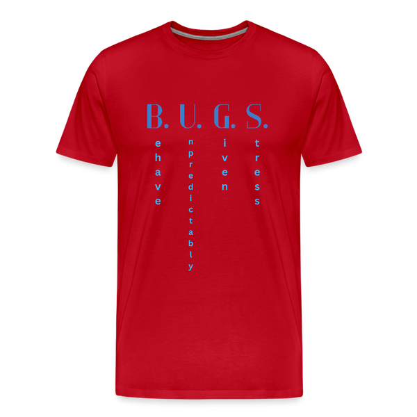 B.U.G.S. – Behave Unpredictably Given Stress – Lustiges T-Shirt für Entwickler - Rot