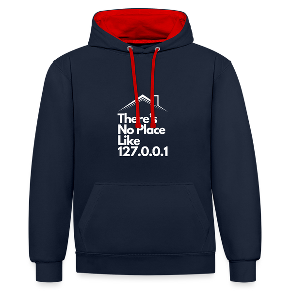 There’s No Place Like 127.0.0.1 – Der Hoodie für alle, die Home = localhost fühlen! - Navy/Rot