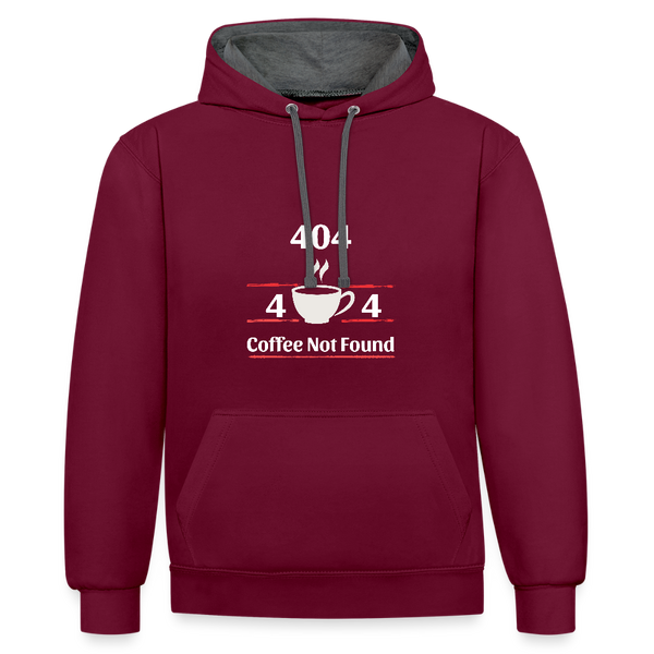 404 Coffee Not Found – Der Hoodie für Koffein-Jäger und Code-Freunde! - Weinrot/Anthrazit