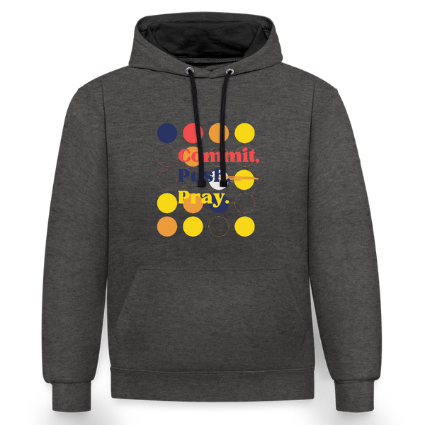 Commit, Push, Pray – Der Hoodie für nervenstarke Entwickler! - Anthrazit/Schwarz