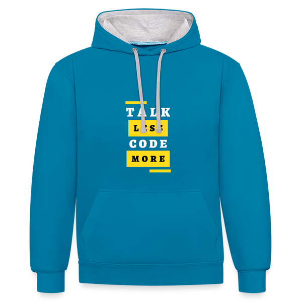 Talk Less, Code More – Der lässige IT-Hoodie für Programmierer mit Tatendrang! - Pfauenblau/Grau meliert