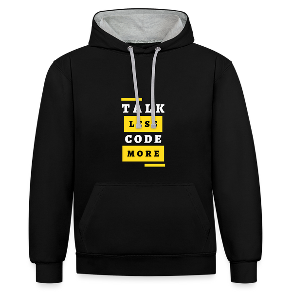 Talk Less, Code More – Der lässige IT-Hoodie für Programmierer mit Tatendrang! - Schwarz/Grau meliert