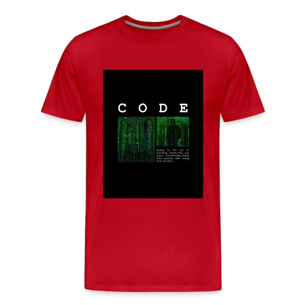 CODE – Matrix-inspiriertes Entwickler-T-Shirt mit Statement-Zitat - Rot