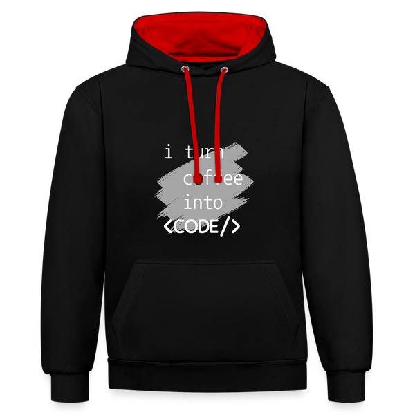 I Turn Coffee into Code – Der Hoodie für Entwickler mit Koffein im Blut! - Schwarz/Rot
