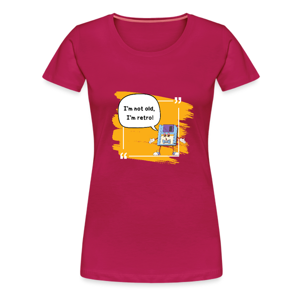 I’m Not Old, I’m Retro – Lustiges Damen T-Shirt mit Diskette - dunkles Pink