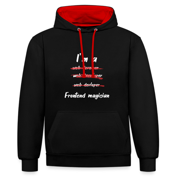 I’m a Frontend Magician – Der ultimative IT Hoodie für Coding-Zauberer! - Schwarz/Rot