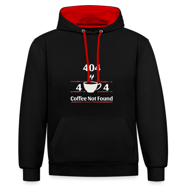 404 Coffee Not Found – Der Hoodie für Koffein-Jäger und Code-Freunde! - Schwarz/Rot