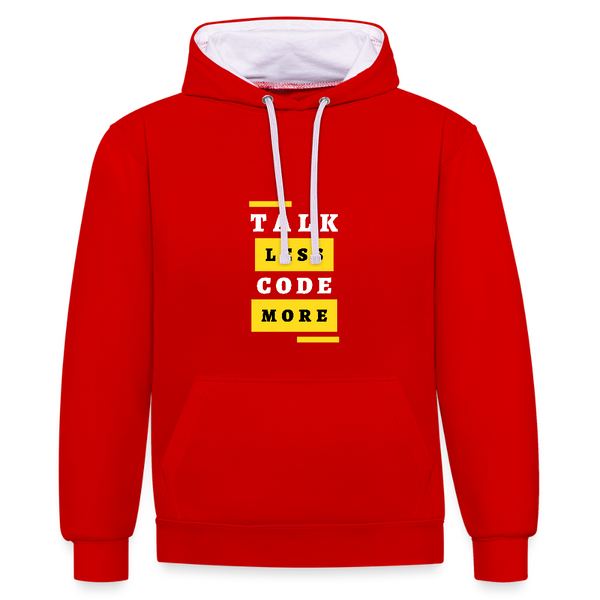 Talk Less, Code More – Der lässige IT-Hoodie für Programmierer mit Tatendrang! - Rot/Weiß
