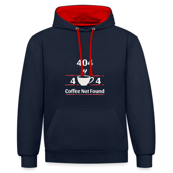404 Coffee Not Found – Der Hoodie für Koffein-Jäger und Code-Freunde! - Navy/Rot