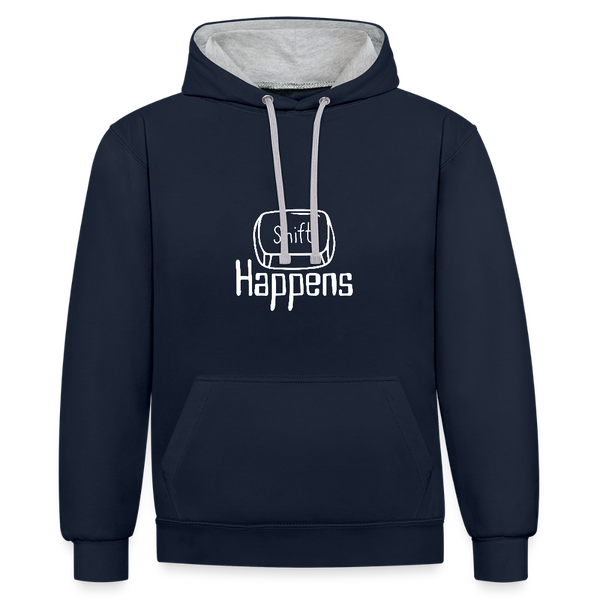Shift Happens – Der Hoodie für Tastatur-Junkies mit Humor! - Navy/Grau meliert