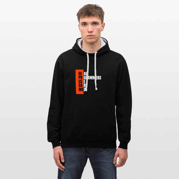 Real Programmers Use Dark Mode – Der Hoodie für wahre Code-Night-Owls! - Schwarz/Grau meliert